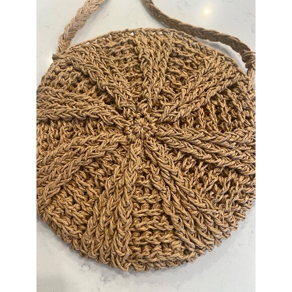 Straw Boho beach Woven Braided  Crossbody Circle Round Purse - Picture 2 of 5